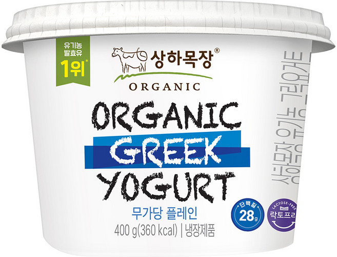 상하목장 유기농 그릭요거트 무가당플레인 400g, 1개