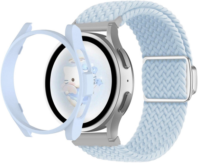 아이메이드잇 갤럭시워치 호환 솔로루프 마그네틱 스트랩 밴드 + 케이스 세트, 베이비블루