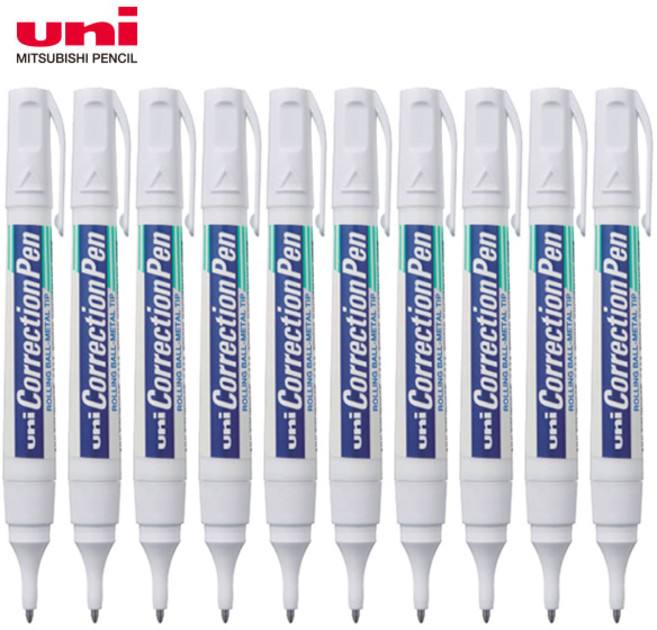 미쓰비시 UNI 유니 커렉션 수정액 Correction Pen CLP-300N 낱개 필기수정액 학용품, 10개, 8ml