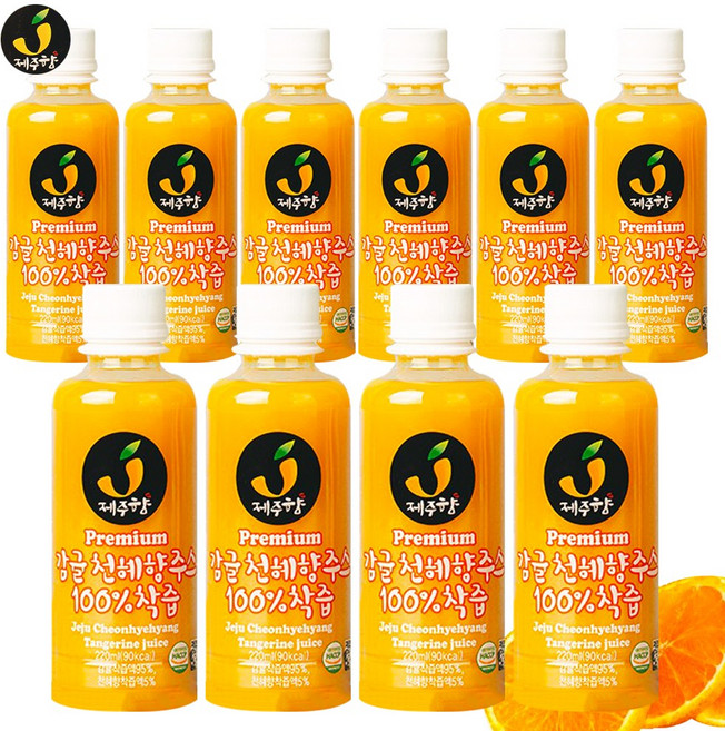 예이니식품 제주향 착즙 감귤 천혜향 주스 한정행사 10개(220mlx10개) 음료수생과일, 10개, 220ml