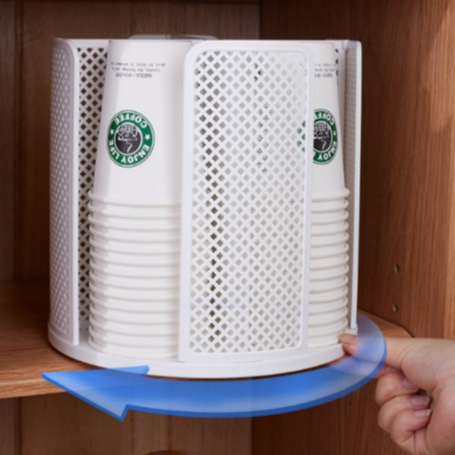 회전 종이컵 거치대 스텐드형 큰컵디스펜서 탕비실 커피컵 정리함 화장품 보관랙, 화이트, 1개