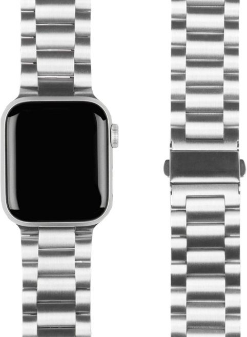 모할랩 애플워치 호환 클라시 메탈 스트랩 + 보호필름, 01실버, 44mm