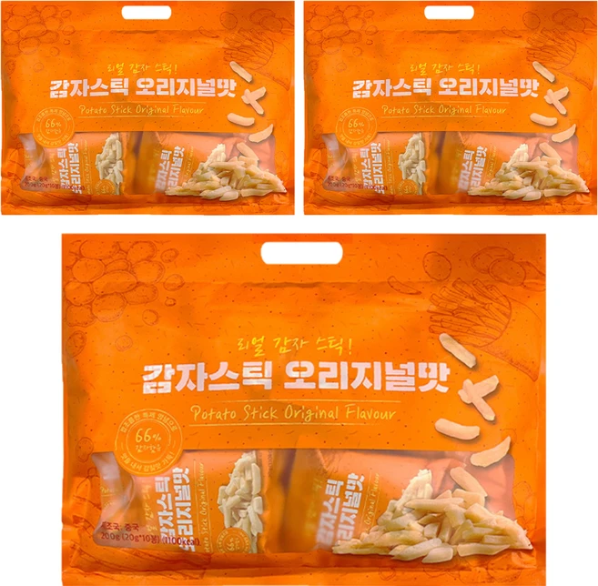 스노우벨리 감자스틱 오리지널맛 10p, 200g, 3개 - 쿠팡
