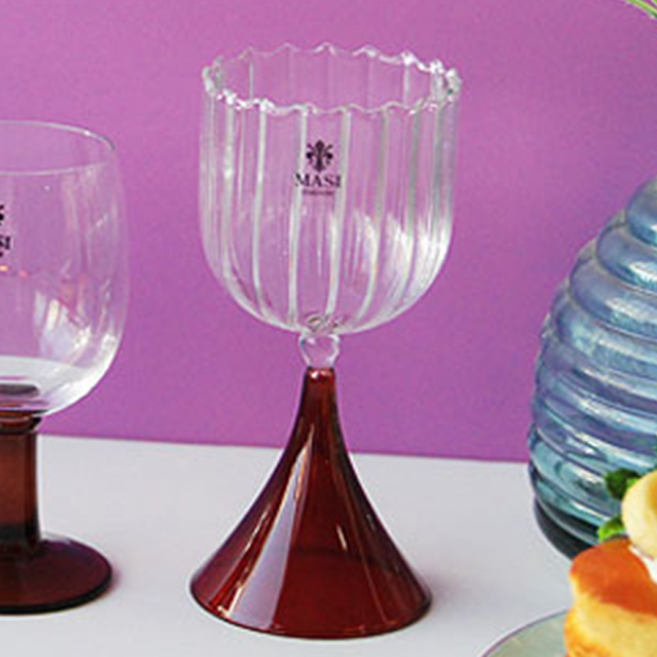 꼬냑 브랜디 유럽 230ml 블랙 칵테일잔 와인잔 유리컵 와인컵 위스키 아이스크림 유리잔 디저트, 브라운 와인잔 255ml