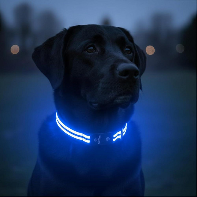 Tractive LED 조명 강아지 목걸이 USB 충전식 방수 (그린) 323821 5423808052, 블루