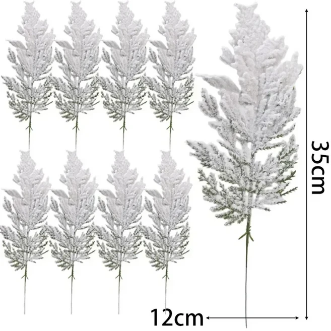 쿠쿠스토어 인공 소나무 가지 식물 눈송이 잎 크리스마스 화환 파티 테이블 장식 DIY 새해 상자 20 개 1, 02 5PCS, 02 Style C