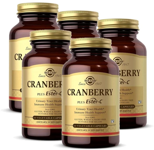 솔가 크랜베리 플러스 에스터-C 60 베지캡슐, 5병, 60정 - 쿠팡
