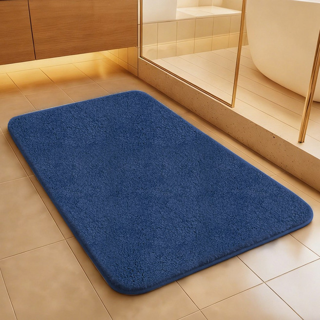 연화삼월 융모 클래식 빨아쓰는 호텔 주방 욕실 타월 발매트 먼지없는 워셔블 사계절 코지 소프트 솔리드 발매트, 07다크 블루