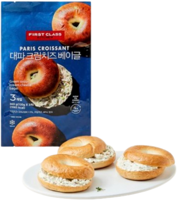 파리크라상 대파 크림치즈 베이글 3개입 (냉동) 360g 1개
