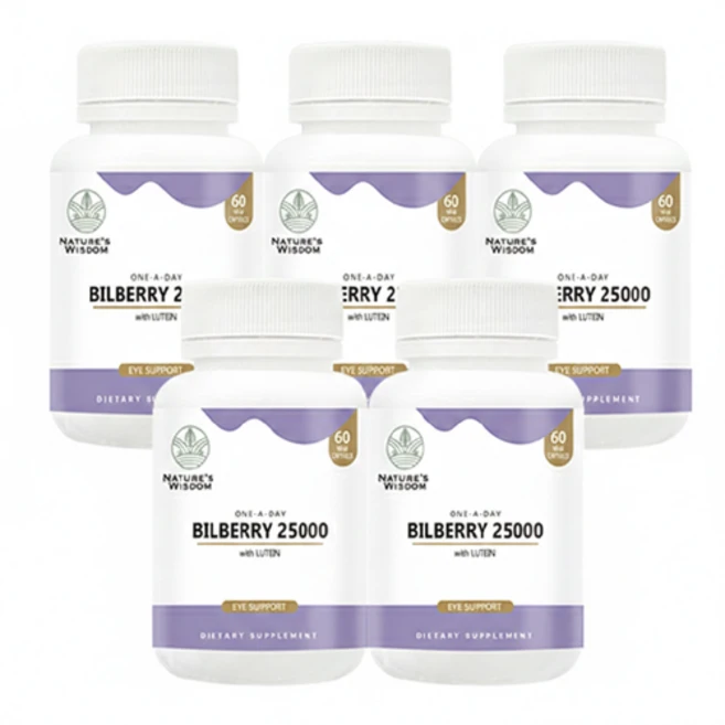 뉴질랜드 네이처스위즈덤 빌베리 25000mg, 5개, 60정 - 쿠팡