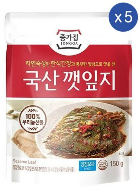 종가 종가집 국산 깻잎지, 5개, 150g