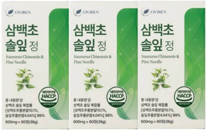 오비렌 삼백초 솔잎 추출물 99%, 3개, 60정 - 쿠팡