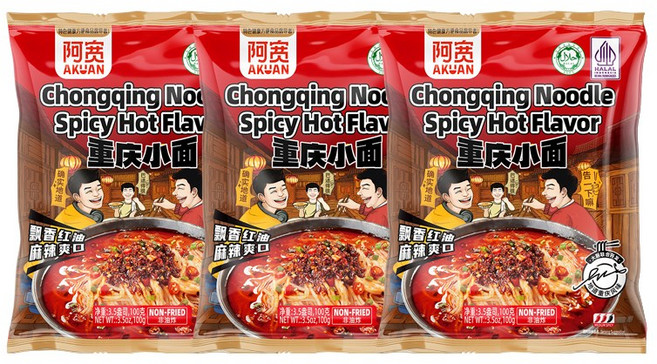 아콴 백가 충칭누들 충칭소면 사천식라면 마라맛 봉지, 3개