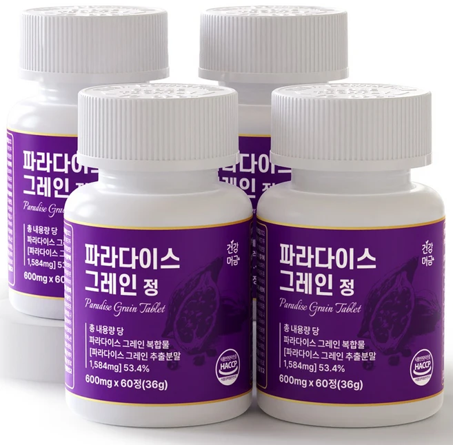 건강머금 파라다이스 그레인 버닝 20배 농축 6파라돌 식약처인증, 4개, 60정 - 쿠팡