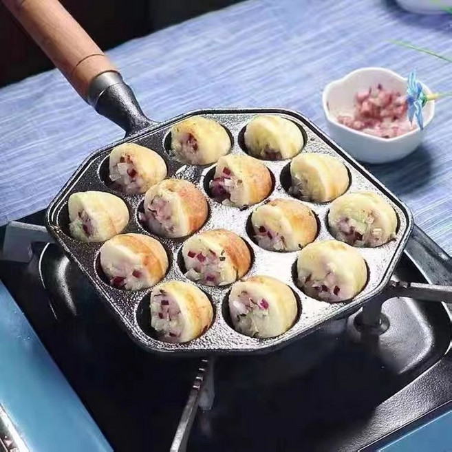 무쇠 타코야키팬 후라이팬 가정용 인덕션 문어빵 캠핑, 1개