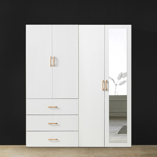 이온 1600 장롱세트 원룸옷장 수납 시스템장 장농 (3서랍옷장+800거울옷장 이불장), 화이트, 이불장 세트