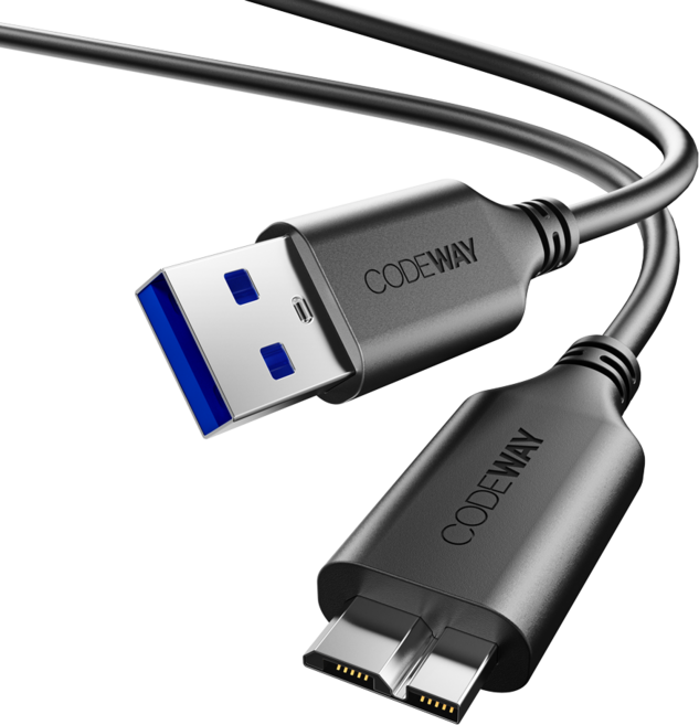 코드웨이 USB 3.0 A to 마이크로B 외장하드 케이블, 0.3m, 1개