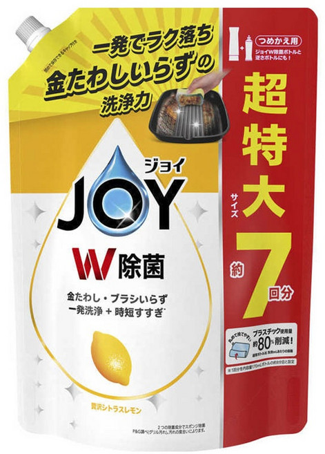 JOY 免鋼絲絨刷廚房清潔劑豪華補充包 柑橘檸檬口味 超大SIZE, 1個