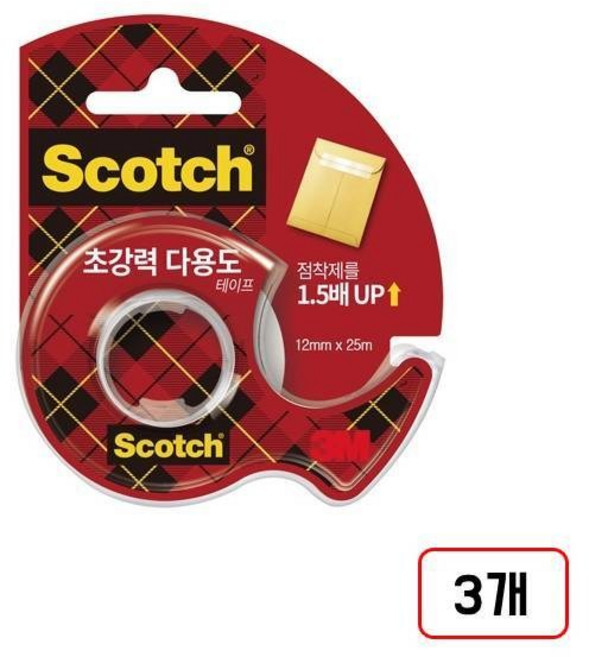 3M)초강력테이프디스펜서(SH), 3개, 1225D/12mmx25m/M322582