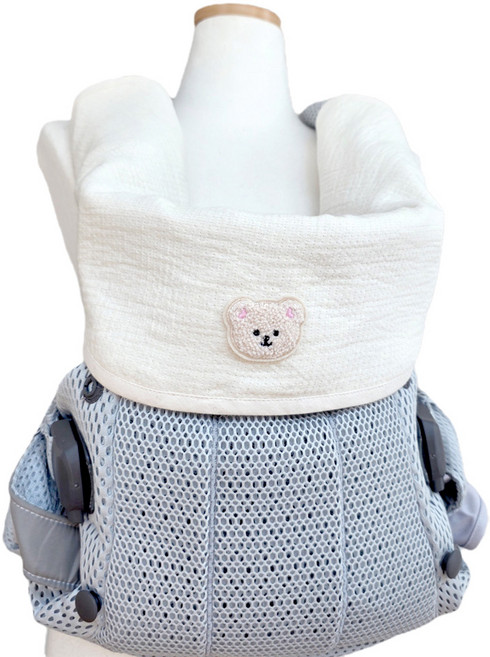 코코아돌 누빗 거즈 아기띠 침받이 일체형 앞보기 올인원 커버, 1개, 3중누빗거즈(라이트핑크곰)