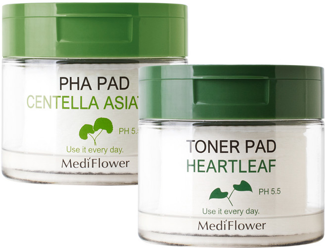 메디플라워 센텔라아시아티카 파하(PHA) 패드 60매+어성초 토너패드 60매 2종 세트/약산성, 1개