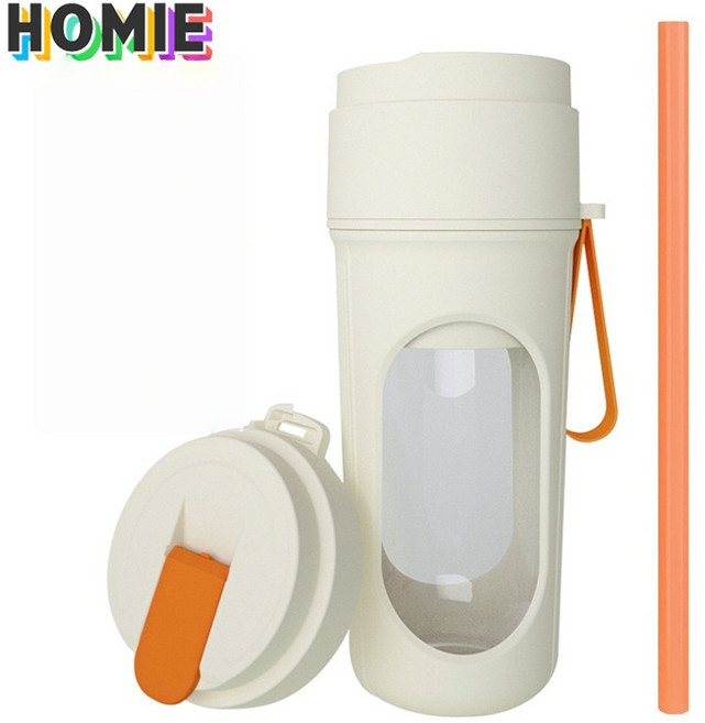 HOMIE 믹서기 450ML 용량 소형믹서기 12개의 칼날 40W 고출력 미니믹서기 다중 사용 환경, 오렌지색