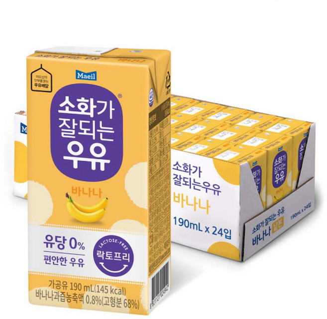 소화가 잘되는 우유락토프리 멸균 바나나 190ml 24개