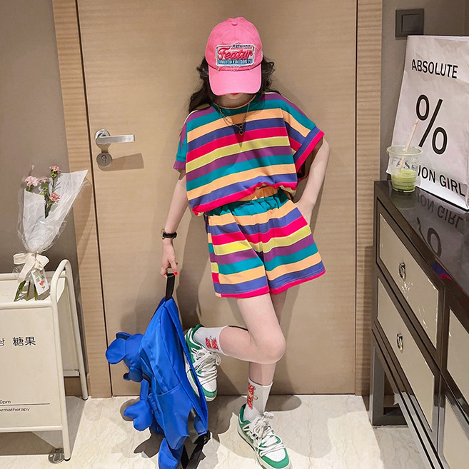 삐삐네옷가게 여아 주니어 라라 스트라이프 트레이닝 세트