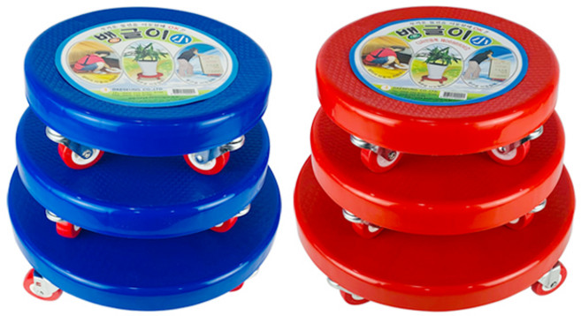 뱅글이의자 소 대 특대 청소용의자 다용도 이동식 바퀴달린의자 화분운반 방걸레질, 레드, 1개