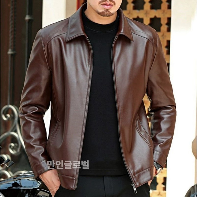 남성 봄가을 카라넥 천연양가죽 자켓 단면안감 기모안감 2종 M~5XL MY6304