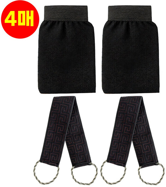 호아인터 요술 때밀이타올 등 때밀이 때타올 2+2, 1개, 4매입, 블랙