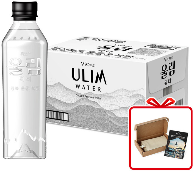 휘오 울림워터 무라벨 450ml PET 24입 + 울림 소창 핸드타올 (옵션선택), 24개