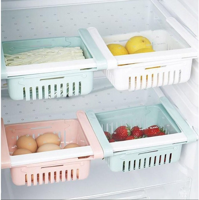 냉장고 정리 다용도 슬라이드 선반 수납함, 아이보리, 1개