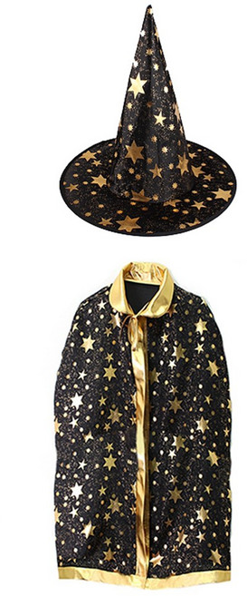 할로윈 별무늬 망토 모자 세트 파티 분장 코스튬
