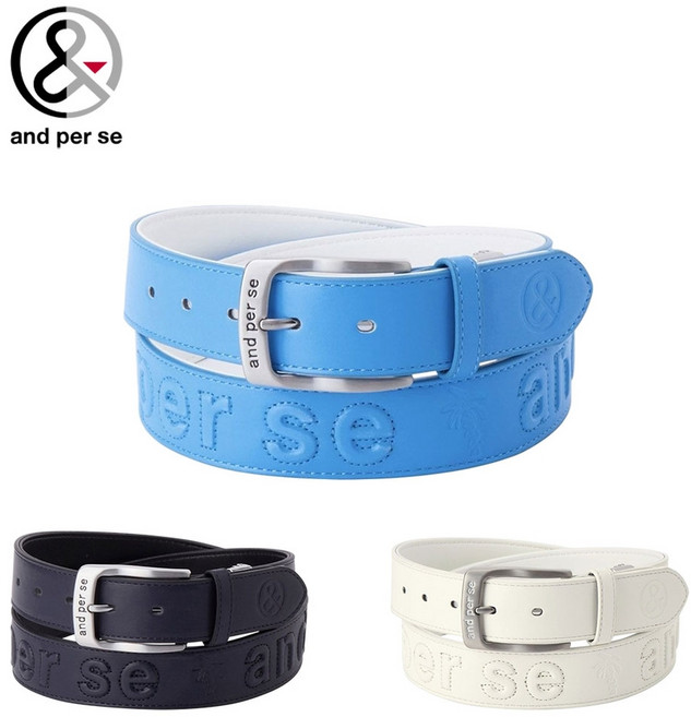 and per se 앤퍼시 남성 골프 벨트 로고 AMS7405 25SS 프리 컷 베이직, 네이비, 1개