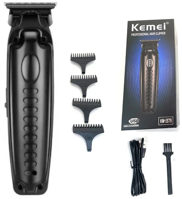 남자를위한 원래 Kemei 전문 헤어 트리머 전기 수염 머리 깎기 이발 키트 이발사 기계 충전식, 02 KM-1579 box