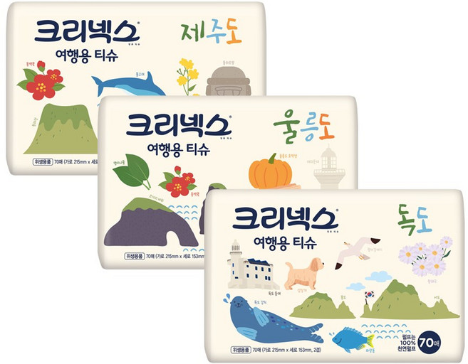 크리넥스 여행용 티슈, 70매, 10개