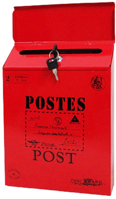 위너리스 빈티지 벽걸이 우체통 전원주택 우편함 철제우체통, 레드