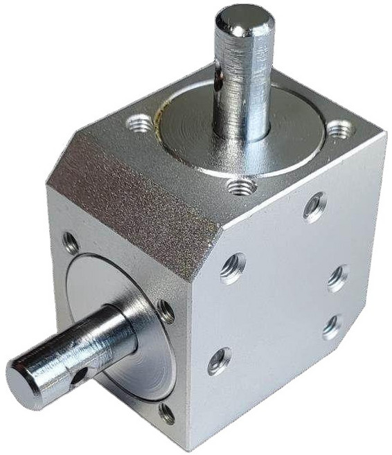 웜기어 감속기 변속기 소형 톱니 수직 부품 웜 박스 감속 쉘 감속비 스크류 로드 알루미늄, 2 출구 키슬롯