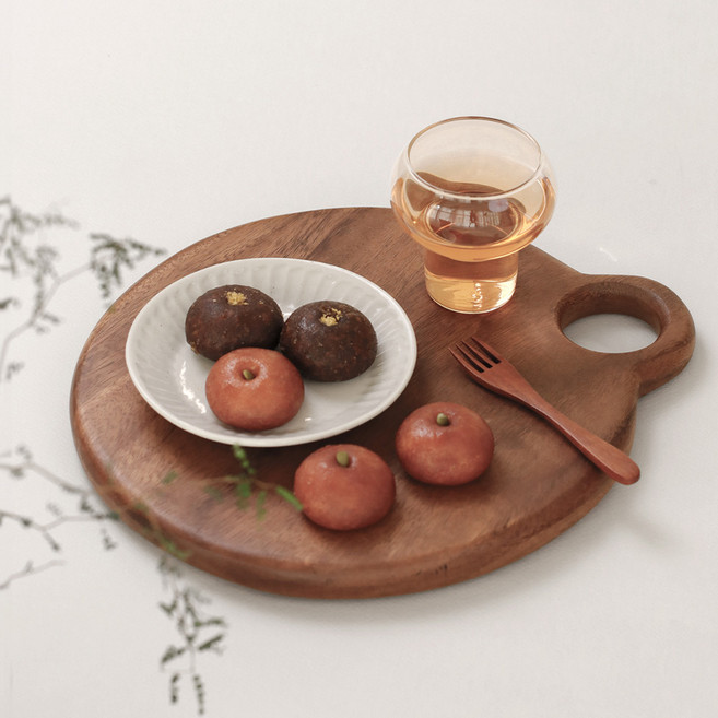 통원목 서빙보드 나무도마 플레이팅도마 우드 도마 원형, 1개