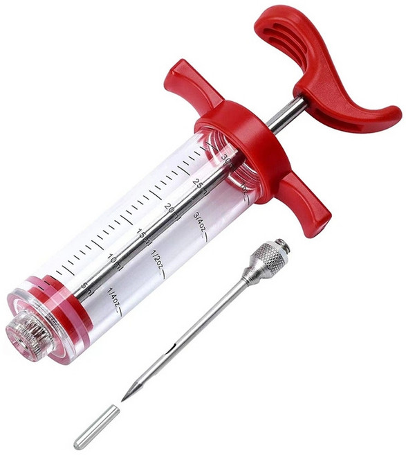 고기 주사기 육즙 인젝션 염지요리도구 주사 주입기 염지기 바베큐 풍미 요리 미트, 빨간색바늘이달린새주사기1