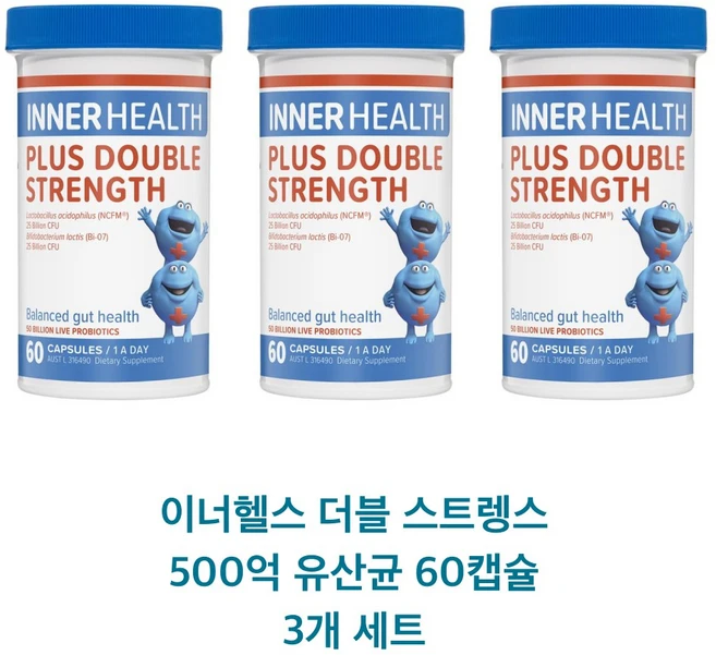 이너헬스 플러스 2배 강도 500억 프로바이오틱스 60정, 3개 - 쿠팡