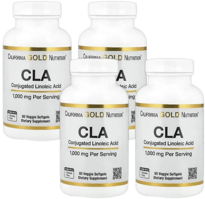 캘리포니아 골드 뉴트리션 CLA Clarinol 복합 리놀레산 1000mg 소프트젤 90정 4개 - 쿠팡