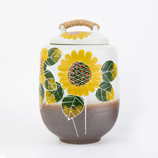 비채 투톤 신해바라기 도자기 쌀독 10kg 쌀항아리 소금항아리, 1개