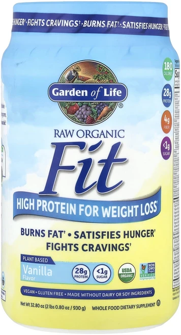 Garden of Life RAW 오가닉 핏 체중 감량용 고단백 바닐라 930g(32.80oz), 1개, 930g - 쿠팡