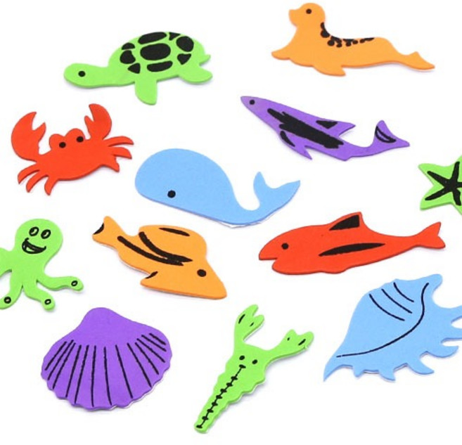 EVA스티커바다생물 2.5~6cm 1봉지 약80개