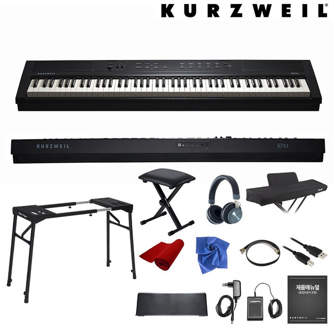 영창 커즈와일 KA-E1 88건반 전자 디지털피아노 KAE1 고급 풀패키지, 블랙, 1개