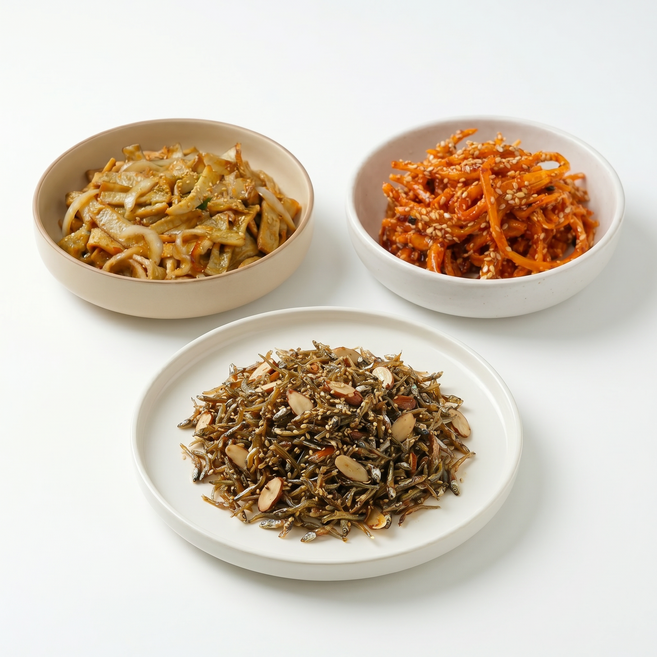 [특가 할인] 국민 3종 세트 간장 어묵 볶음 + 고추장 진미채 + 지리 멸치 볶음 밑반찬, 1개, 565g