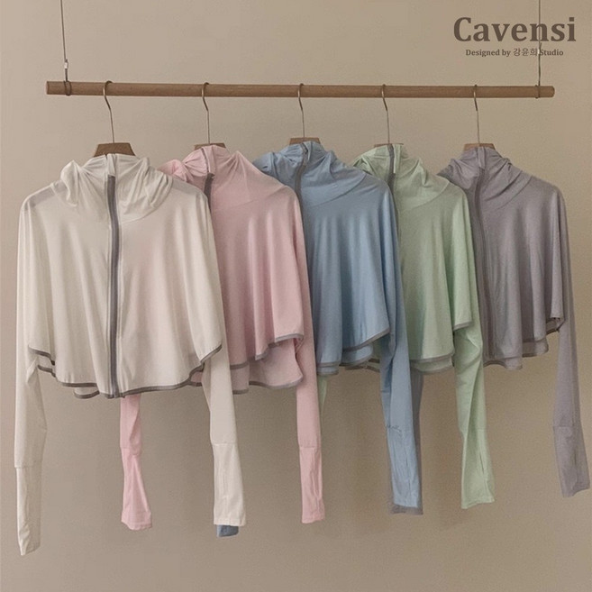 Cavensi 涼感防曬外套 連帽短版冰絲防曬衣