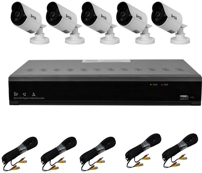 화인츠 500만화소 CCTV 자가설치 8채널 실내 실외 무인 감시카메라 방범용 매장용 농막 케이블20m HDD포함, 5개, 1TB, 1개